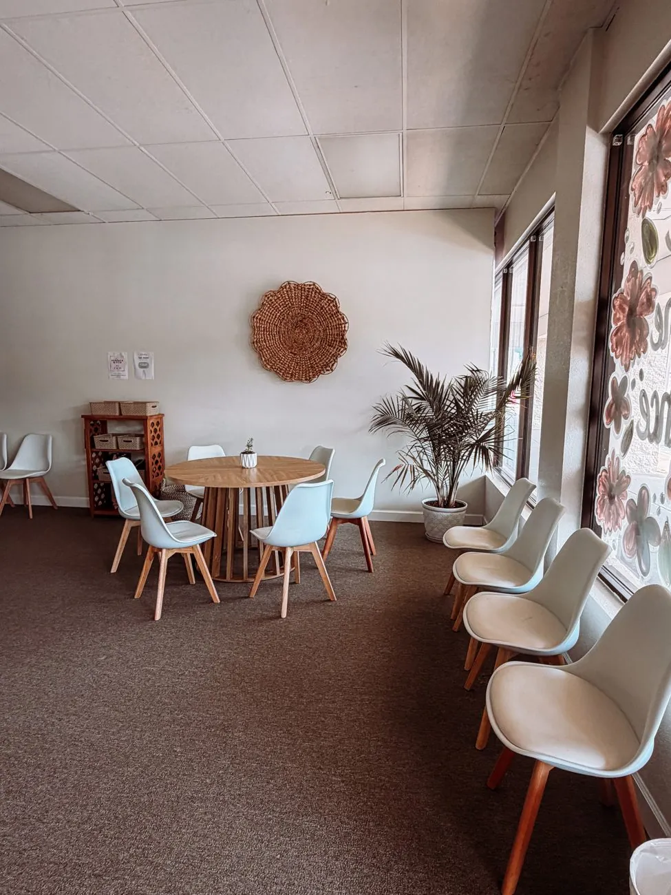 Lobby seating by the window